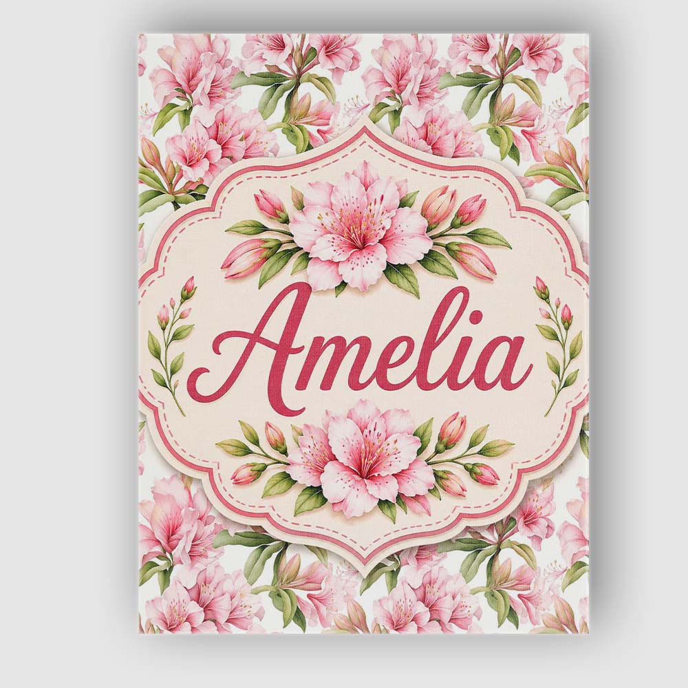 Personalised Name Delicate Pink Lily Custom Premium Decorative Design Modern Room Accent Canvas Wall Art Print Decor Picture Ready to Hang