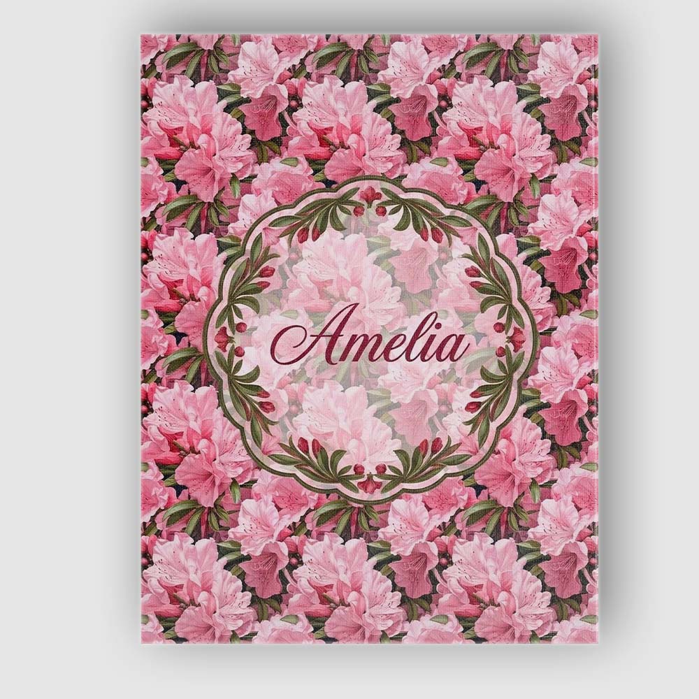 Personalised Name Classic Pink Floral Custom Modern Room Accent Creative Decorator Style Canvas Wall Art Print Decor Picture Ready to Hang