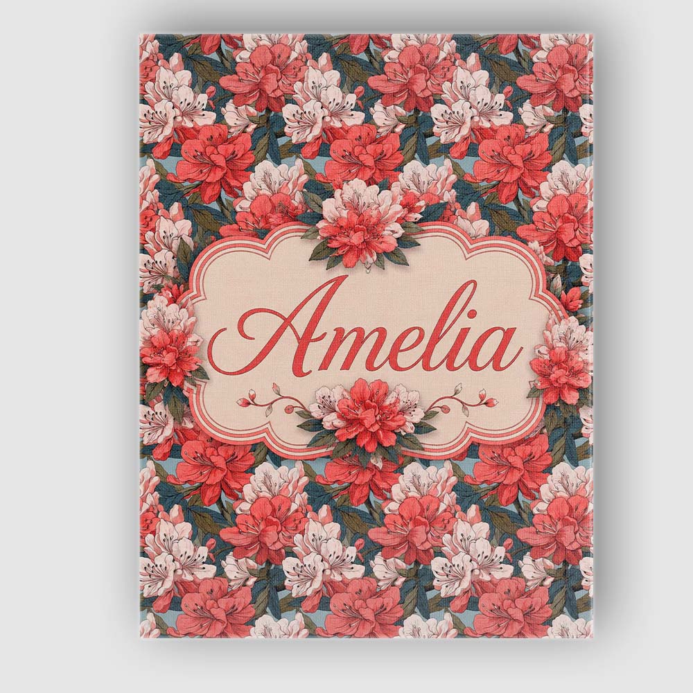 Personalised Name Coral and Cream Floral Custom Unique Gift Idea Elegant Feature Canvas Wall Art Print Decor Picture Ready to Hang