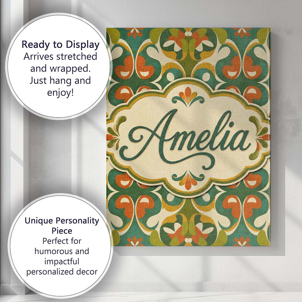 Personalised Name Floral Daisy Pattern in Custom Unique Gift Idea Elegant Feature Canvas Wall Art Print Decor Picture Ready to Hang
