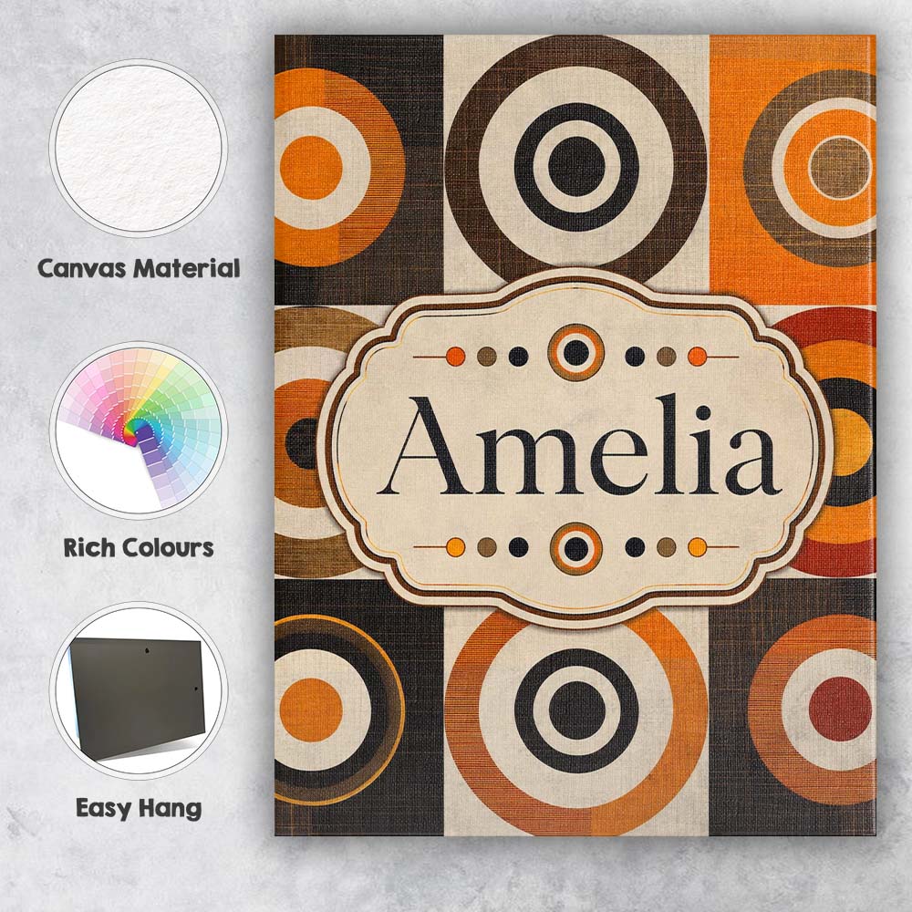 Personalised Name Concentric Circle Pattern Custom Bespoke Interior Contemporary Canvas Wall Art Print Decor Picture Ready to Hang