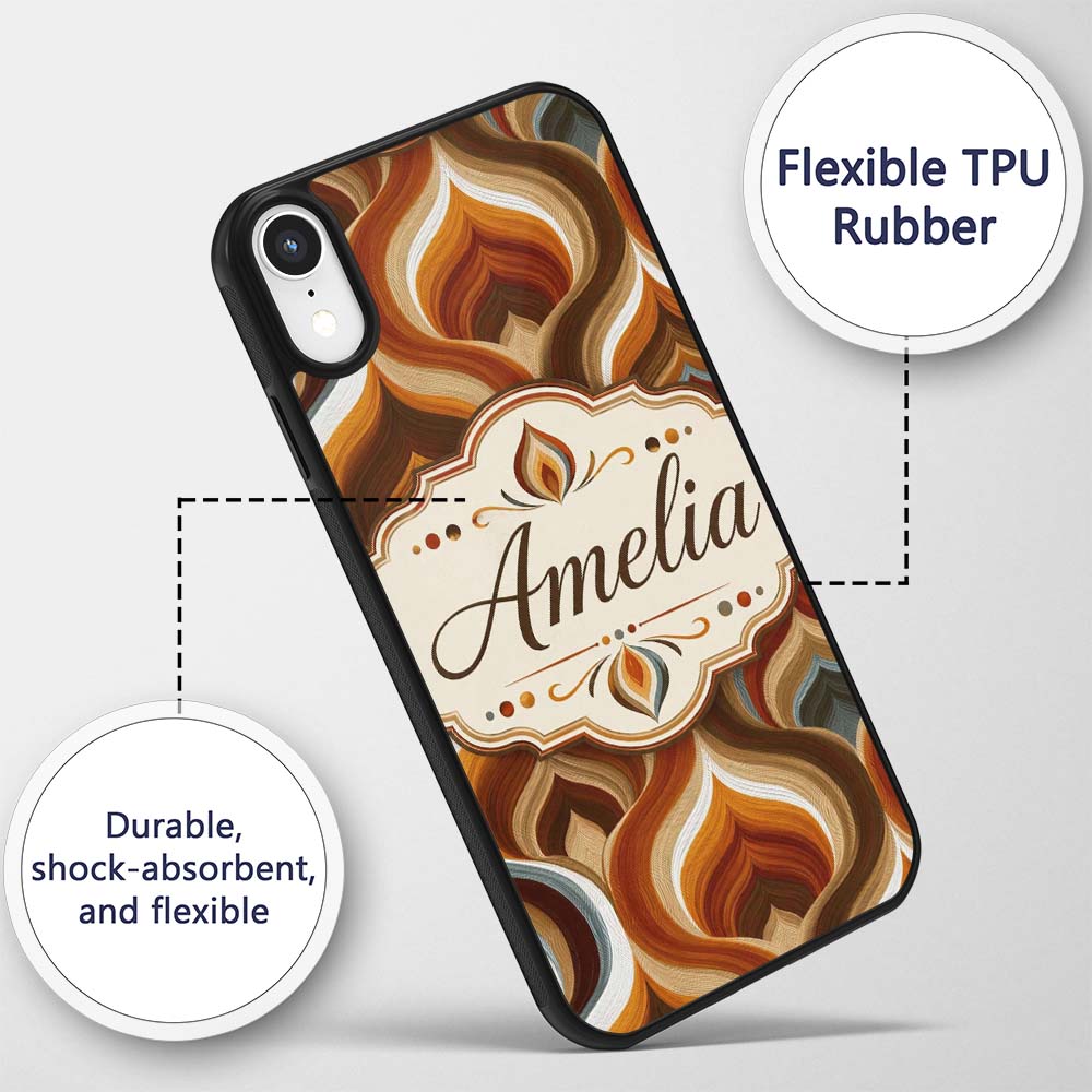 Modern Abstract Rounded Square Pattern in Soft Custom Name Protective Phone Case Mobile Cover Durable Everyday Smartphone Shock Resistant