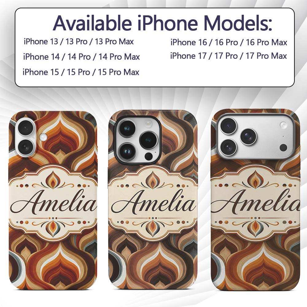 Modern Abstract Rounded Square Pattern in Soft Custom Name Protective Phone Case Mobile Cover Durable Everyday Smartphone Shock Resistant