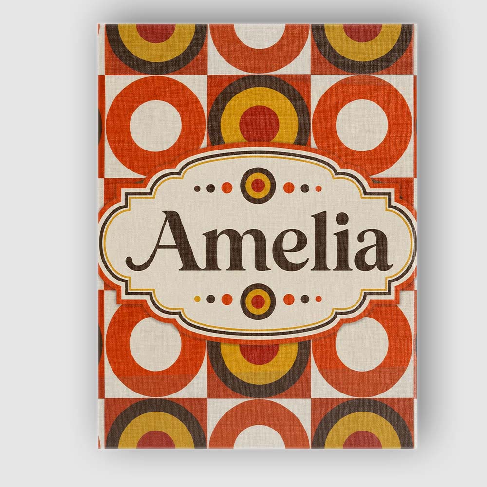 Personalised Name Bold Orange Yellow Circle Custom Bespoke Interior Contemporary Canvas Wall Art Print Decor Picture Ready to Hang