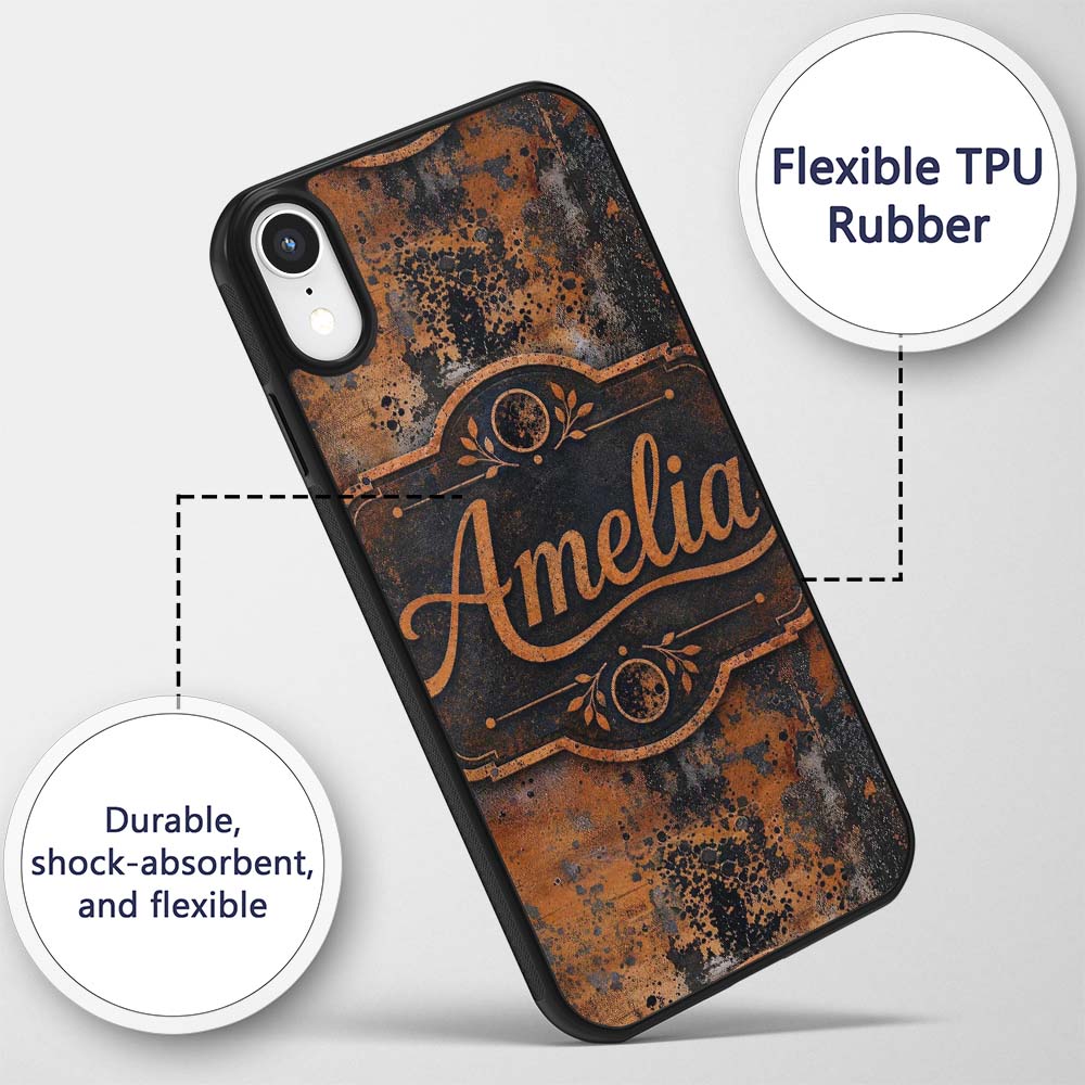 Abstract Rust and Paint Splatter Grunge Seamless Custom Name Protective Phone Case Mobile Cover Durable Everyday Smartphone Shock Resistant