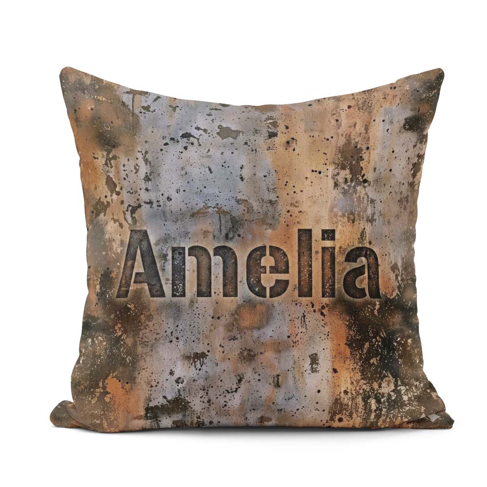 Custom Name Weathered Metal Rust Texture Seamless Pattern Grunge Square Filled Cushion Throw Pillow Sofa Bed Home Decor Zip Washable UK Made