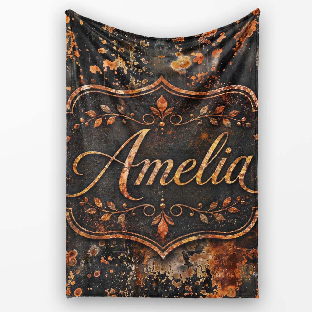 Dark Grunge Rust Texture with Splatter Seamless Pattern Industrial Personalised Custom Name Super Soft Fleece Blanket Bed Sofa Throw
