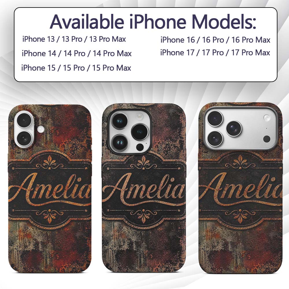 Abstract Dark Rust Paint Splash Seamless Pattern Custom Name Protective Phone Case Mobile Cover Durable Everyday Smartphone Shock Resistant