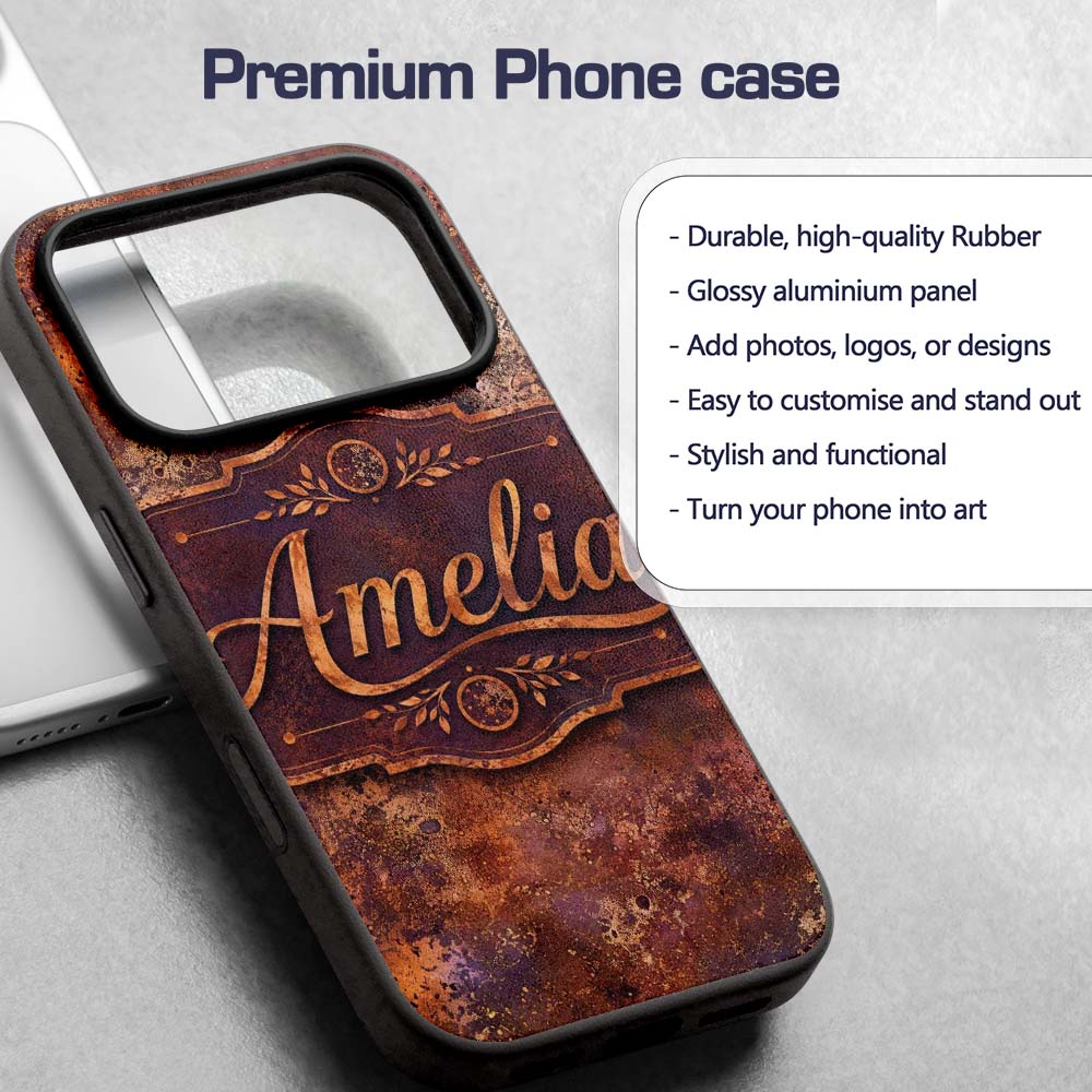 Heavy Rust Corrosion Texture Seamless Pattern Custom Name Protective Phone Case Mobile Cover Durable Everyday Smartphone Shock Resistant