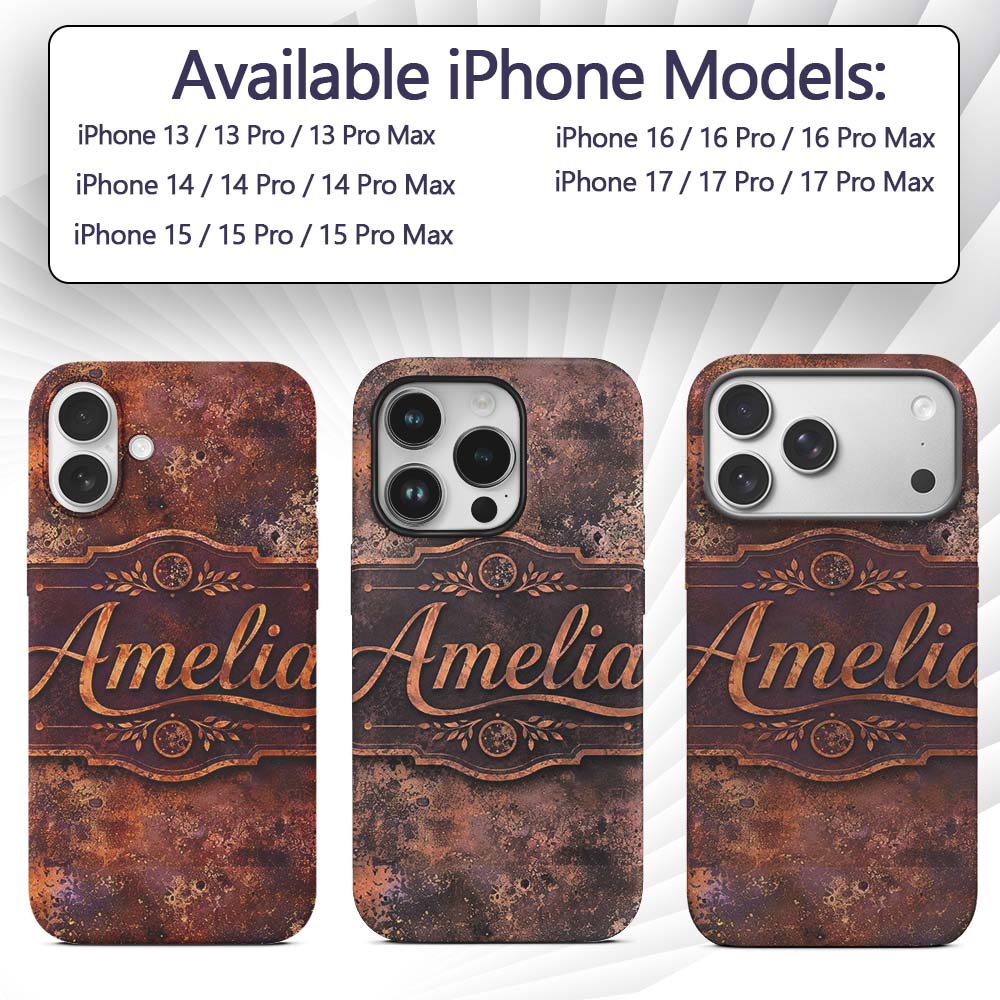 Heavy Rust Corrosion Texture Seamless Pattern Custom Name Protective Phone Case Mobile Cover Durable Everyday Smartphone Shock Resistant