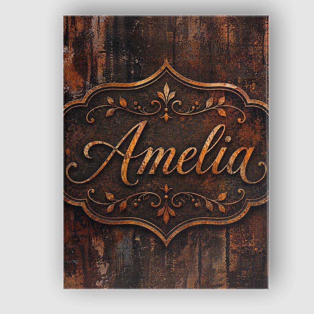 Personalised Name Dark Industrial Rust Custom Modern Room Accent Elegant Feature Canvas Wall Art Print Decor Picture Ready to Hang