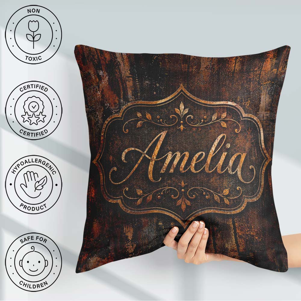 Custom Name Dark Industrial Rust Texture Seamless Pattern Grunge Square Filled Cushion Throw Pillow Sofa Bed Home Decor Zip Washable UK Made