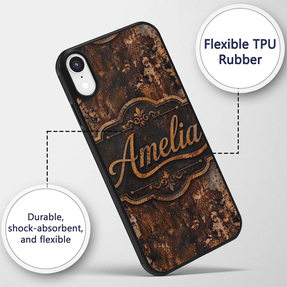 Abstract Rust Splash Texture Seamless Pattern Custom Name Protective Phone Case Mobile Cover Durable Everyday Smartphone Shock Resistant