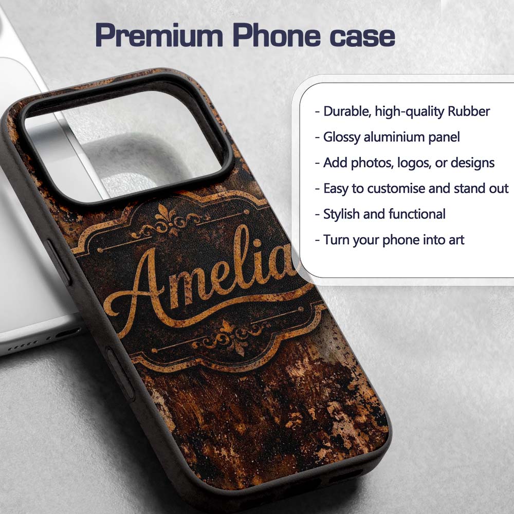 Abstract Rust Splash Texture Seamless Pattern Custom Name Protective Phone Case Mobile Cover Durable Everyday Smartphone Shock Resistant