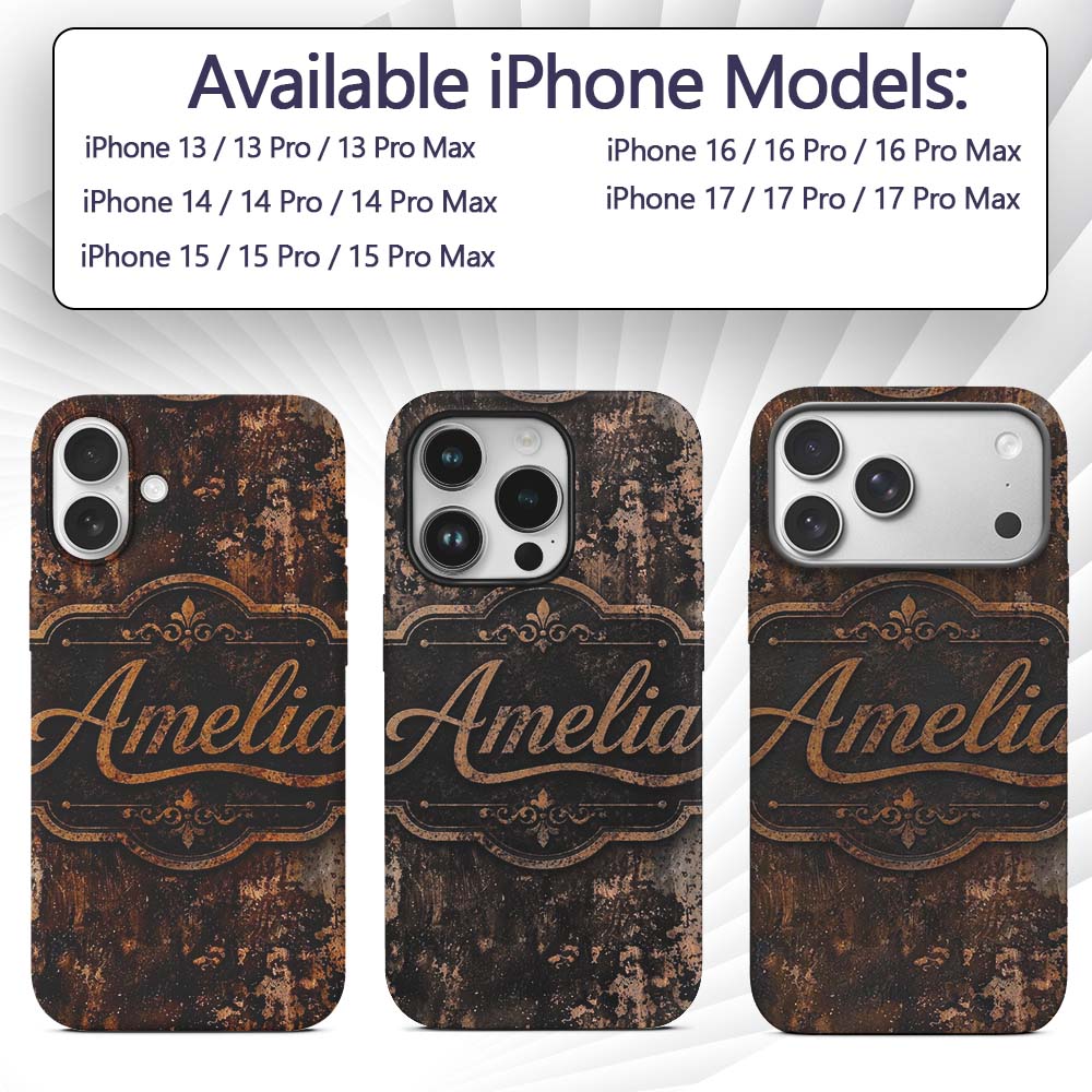 Abstract Rust Splash Texture Seamless Pattern Custom Name Protective Phone Case Mobile Cover Durable Everyday Smartphone Shock Resistant