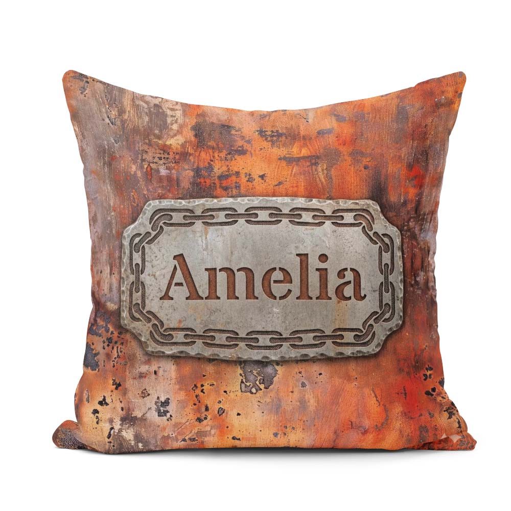 Custom Name Weathered Rust Surface Crack Detail Seamless Pattern Square Filled Cushion Throw Pillow Sofa Bed Home Decor Zip Washable UK Made