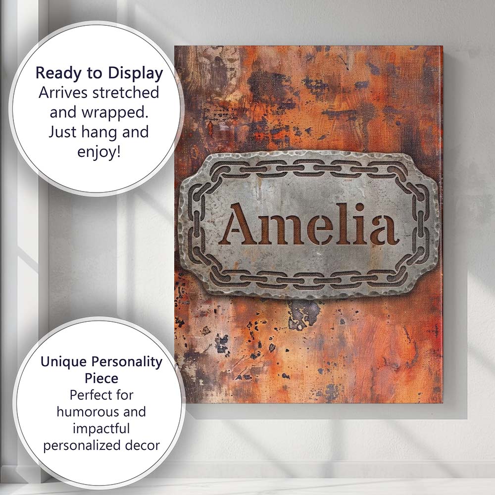Personalised Name Weathered Rust Surface Custom Unique Gift Idea Elegant Feature Canvas Wall Art Print Decor Picture Ready to Hang