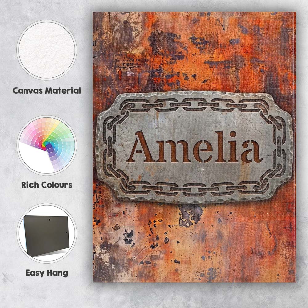 Personalised Name Weathered Rust Surface Custom Unique Gift Idea Elegant Feature Canvas Wall Art Print Decor Picture Ready to Hang
