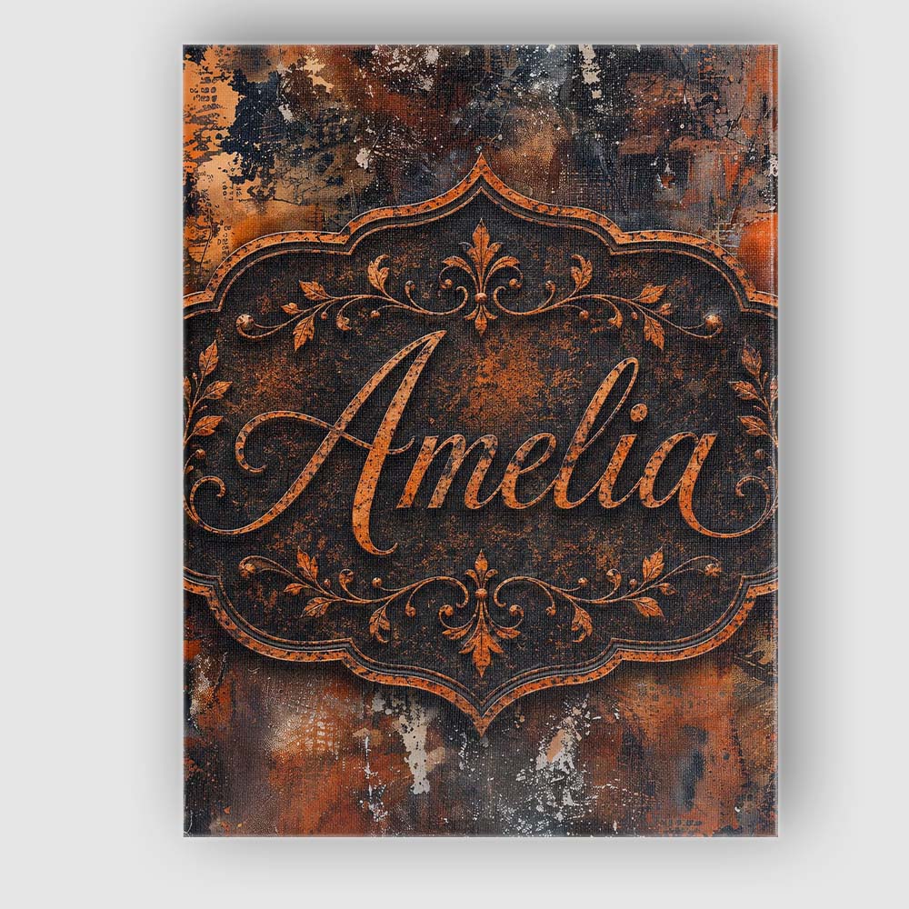 Personalised Name Burnt Orange Rust Abstract Custom Bespoke Contemporary Display Canvas Wall Art Print Decor Picture Ready to Hang