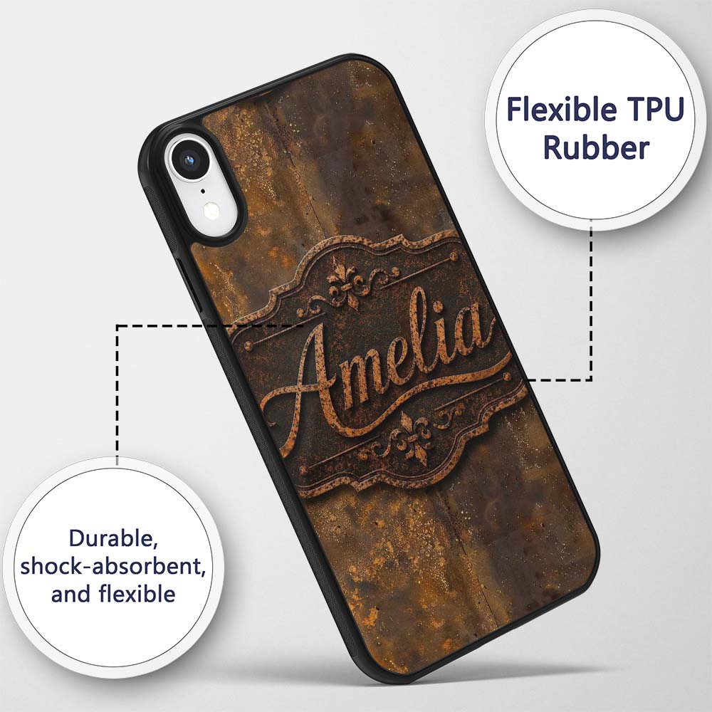 Mixed Media Rust Collage Texture Artistic Grunge Custom Name Protective Phone Case Mobile Cover Durable Everyday Smartphone Shock Resistant