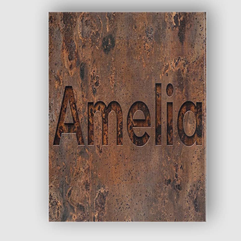 Personalised Name Dark Oxidised Metal Custom Modern Room Accent Creative Decorator Style Canvas Wall Art Print Decor Picture Ready to Hang