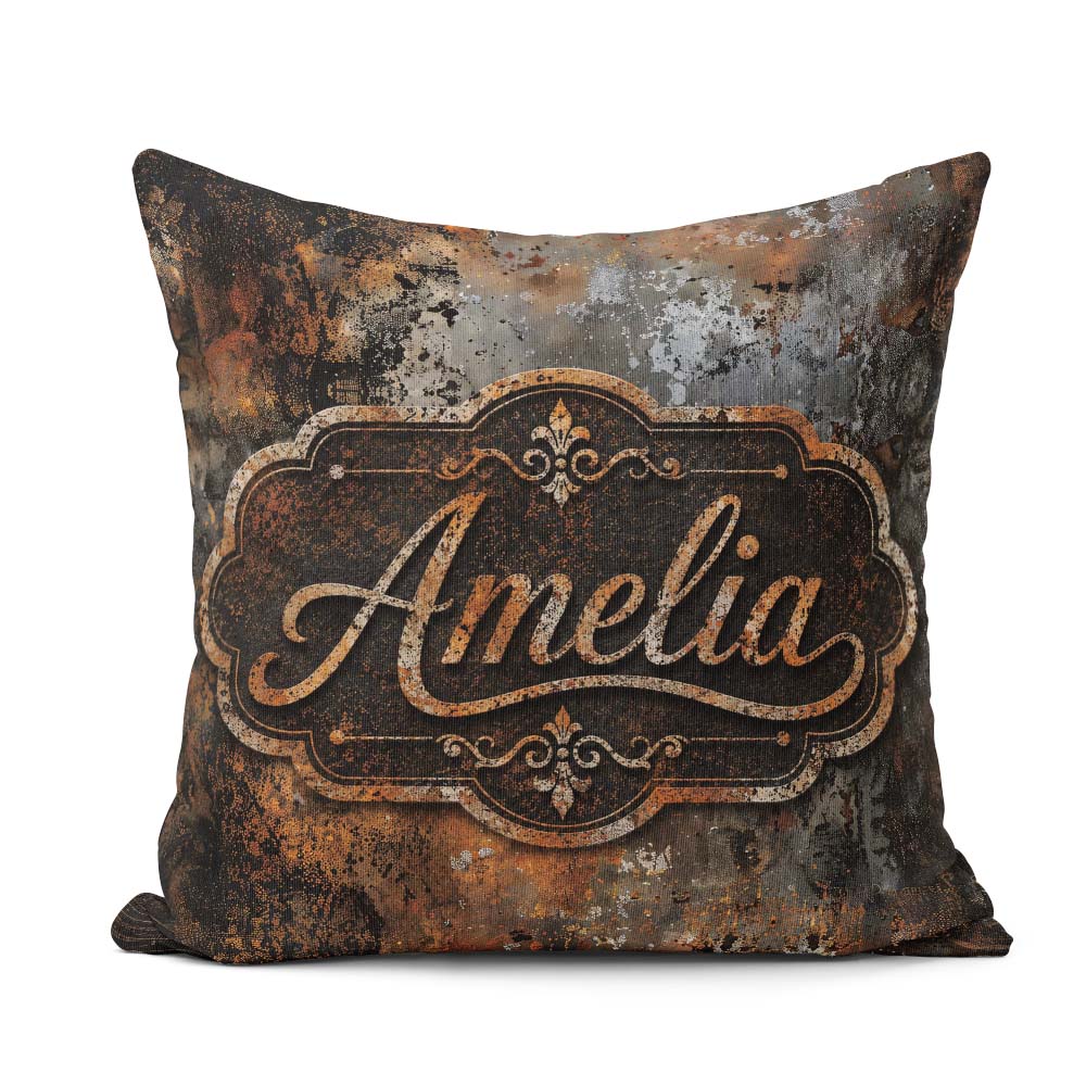 Custom Name Blue Grey Rust Oxidation Texture Industrial Seamless Square Filled Cushion Throw Pillow Sofa Bed Home Decor Zip Washable UK Made