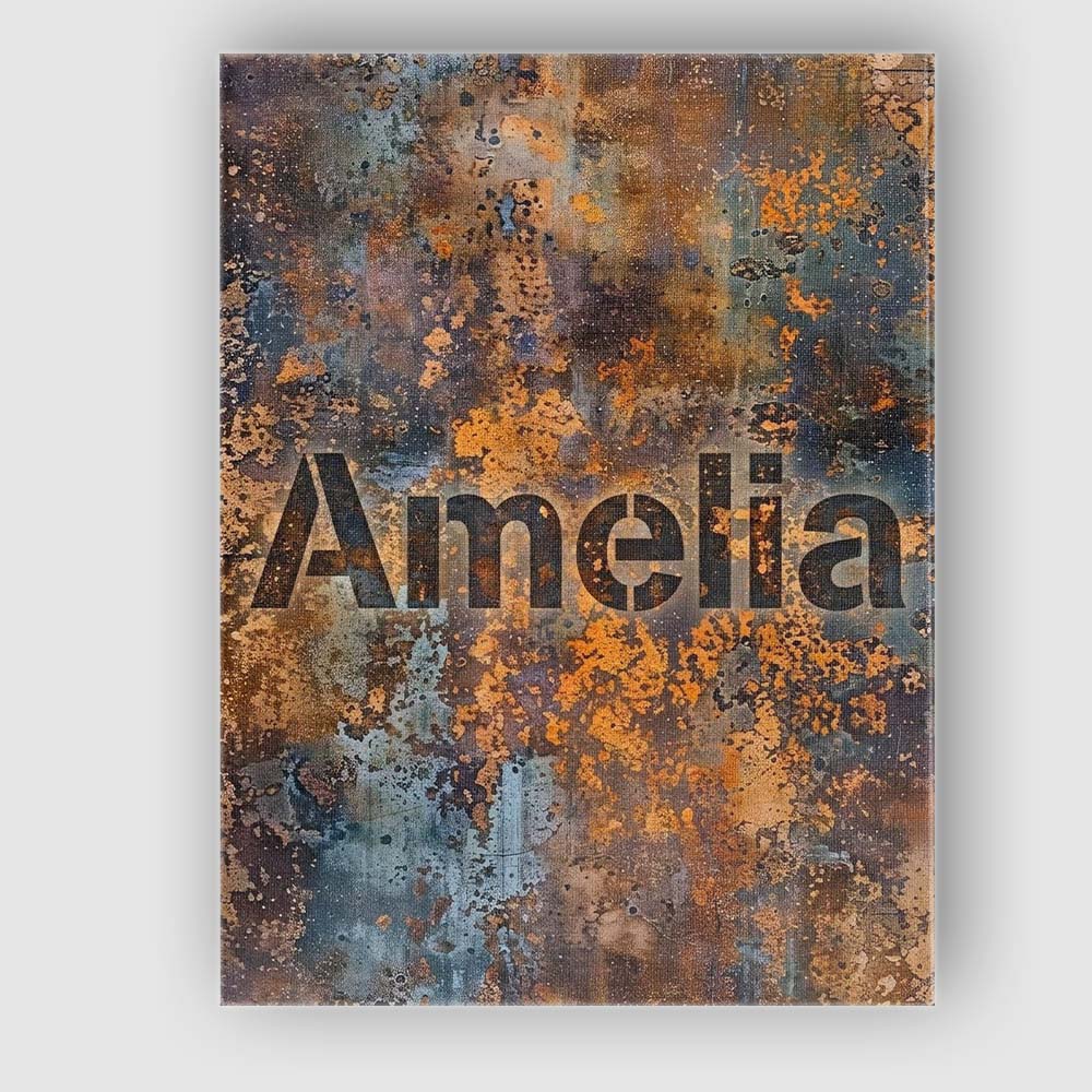 Personalised Name Distressed Metal Rust Custom Modern Room Accent Elegant Feature Canvas Wall Art Print Decor Picture Ready to Hang