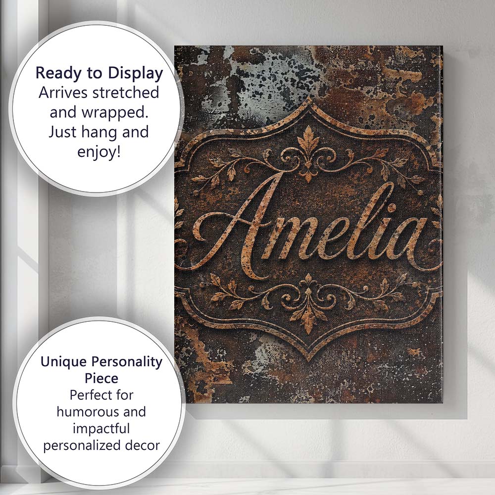 Personalised Name Speckled Rust Texture Custom Modern Room Accent Elegant Feature Canvas Wall Art Print Decor Picture Ready to Hang