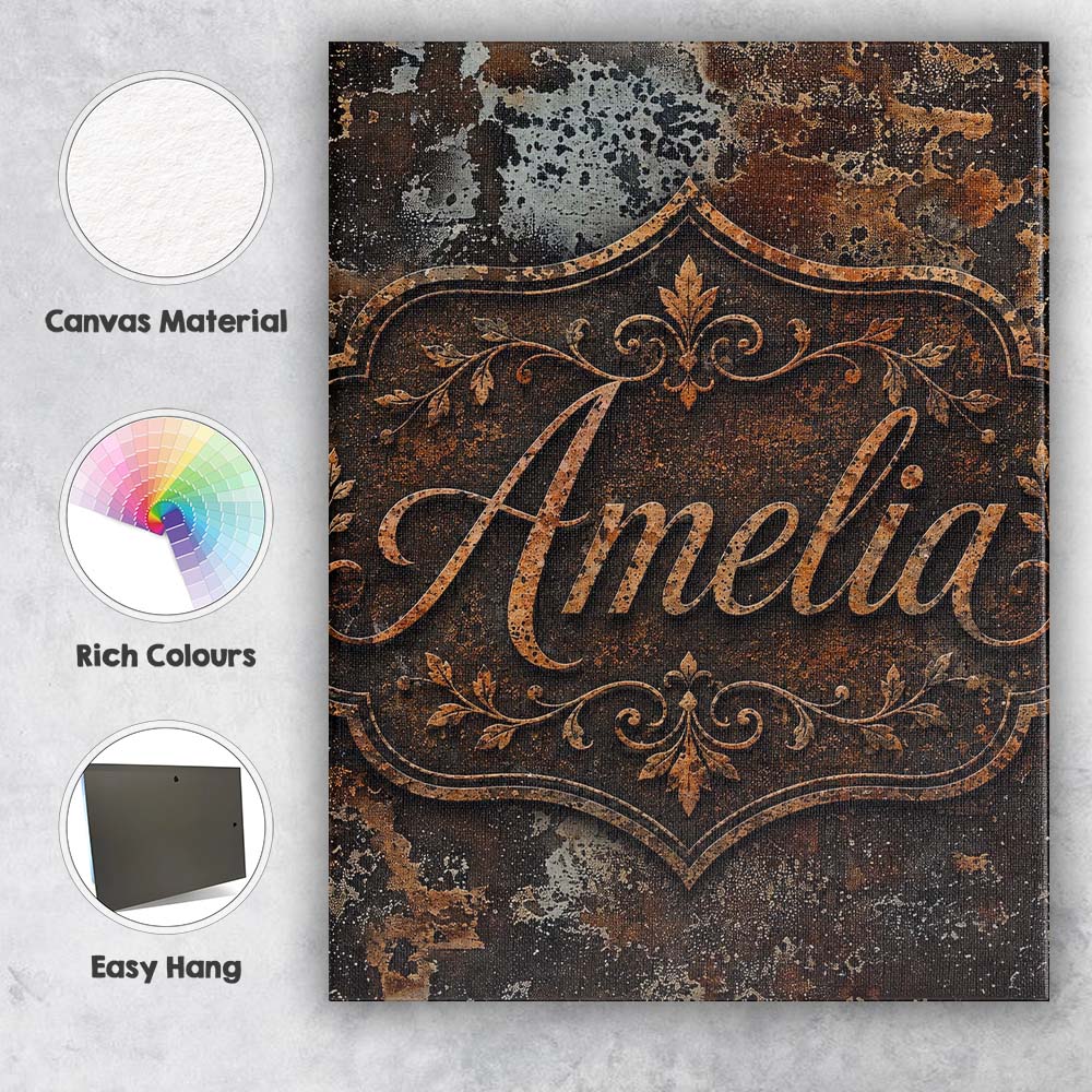 Personalised Name Speckled Rust Texture Custom Modern Room Accent Elegant Feature Canvas Wall Art Print Decor Picture Ready to Hang