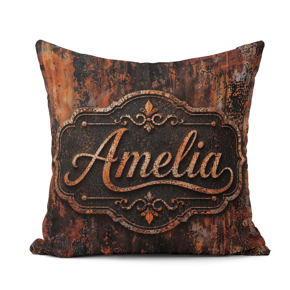 Custom Name Layered Patina Texture Mixed Grunge Seamless Pattern Square Filled Cushion Throw Pillow Sofa Bed Home Decor Zip Washable UK Made