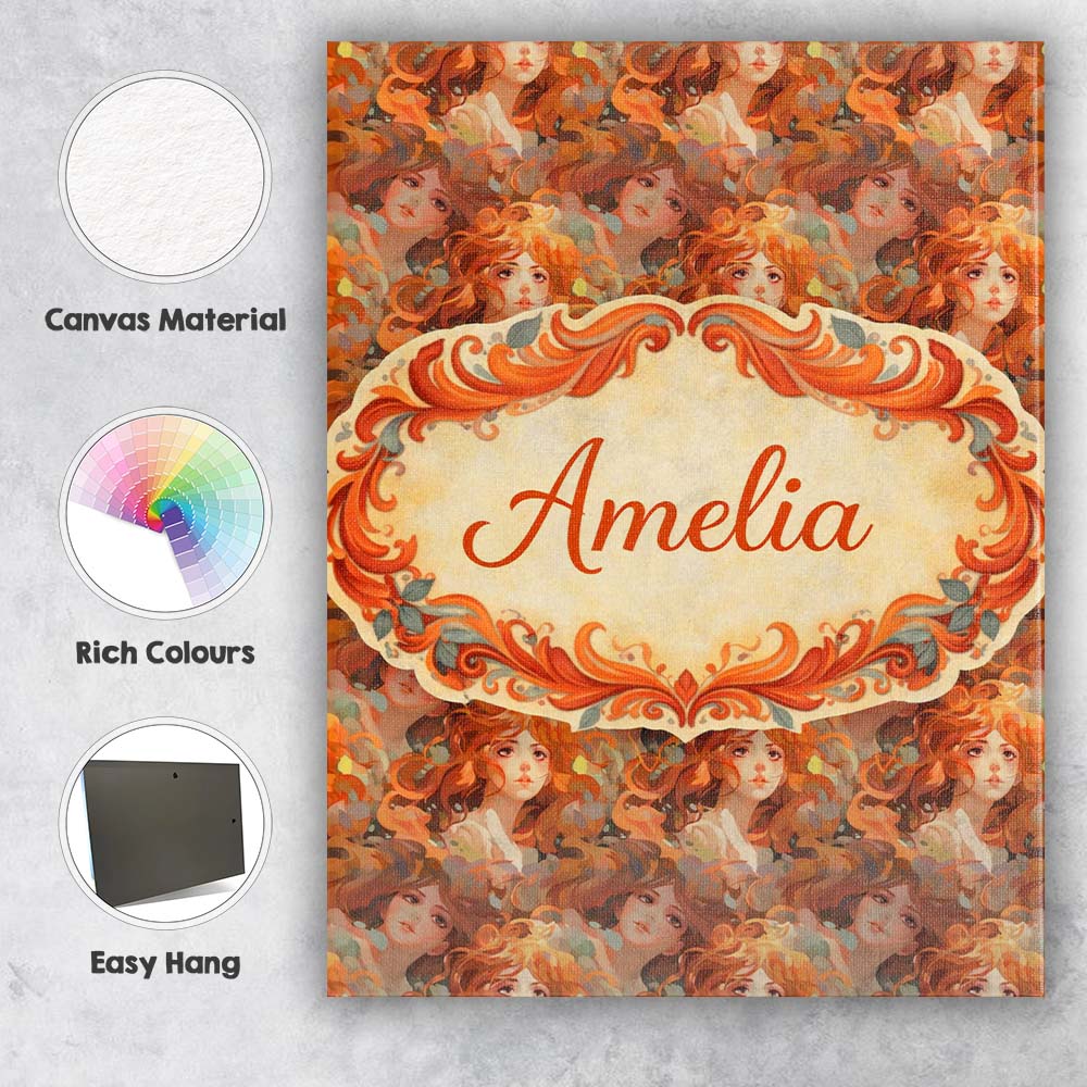 Personalised Name Abstract Woman Portrait Flowing Hair Artistic Custom Statement Canvas Wall Art Print Decor Picture Ready to Hang