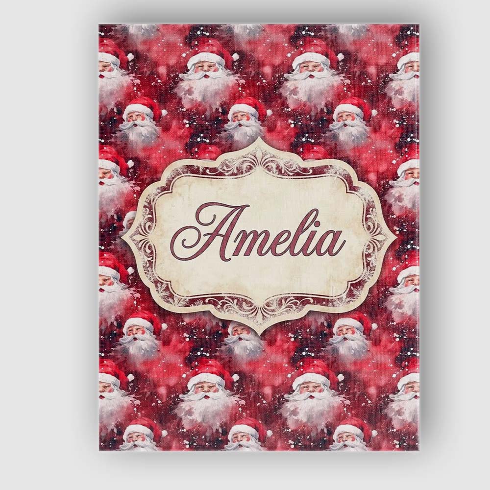 Personalised Name Watercolor Santa Faces Custom Unique Gift Idea Elegant Feature Canvas Wall Art Print Decor Picture Ready to Hang