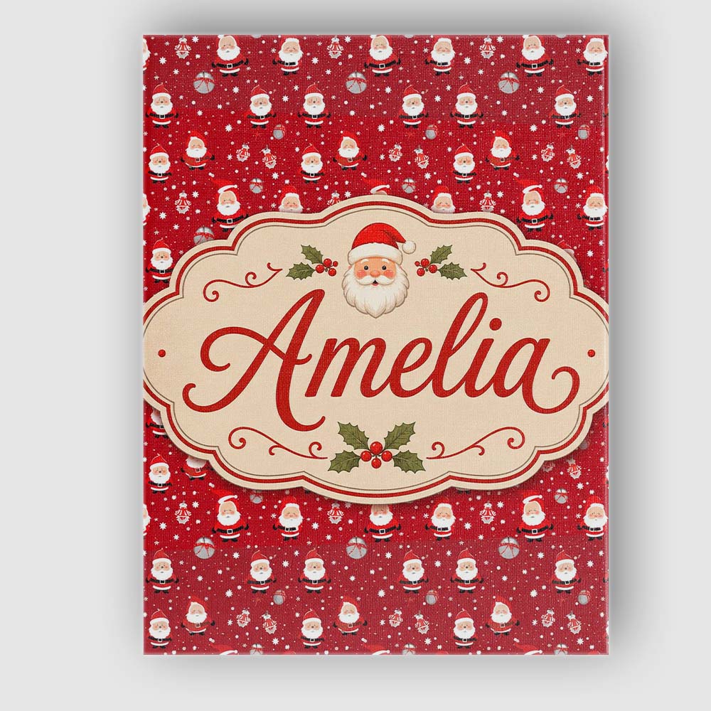 Personalised Name Classic Santa Snow Custom Premium Decorative Design Modern Room Accent Canvas Wall Art Print Decor Picture Ready to Hang