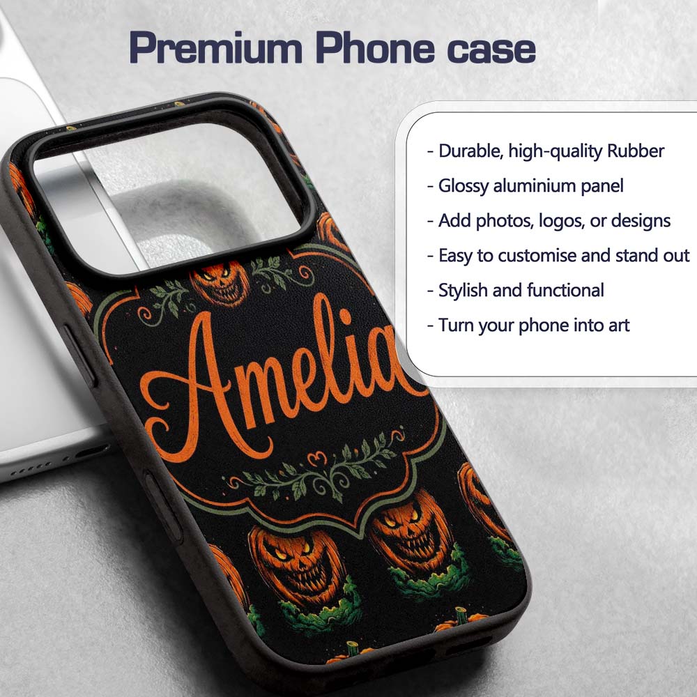 Creepy Pumpkin Ocean Waves Dark Printed Design Custom Name Protective Phone Case Mobile Cover Durable Everyday Smartphone Shock Resistant