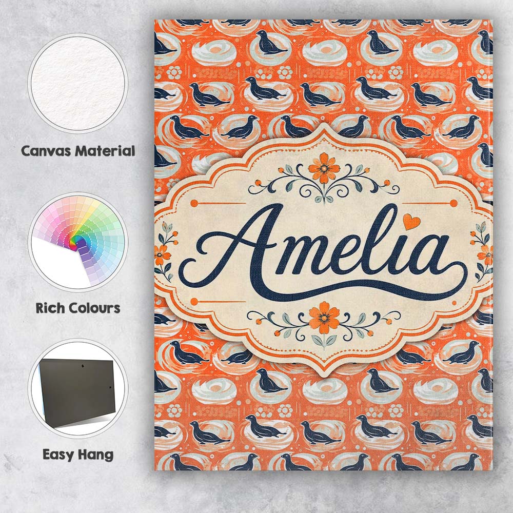 Personalised Name Modern Abstract Seal on Custom Unique Gift Idea Elegant Feature Canvas Wall Art Print Decor Picture Ready to Hang