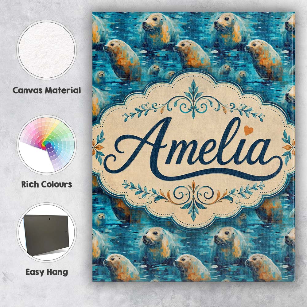 Personalised Name Minimalist Seal with Custom Modern Room Accent Elegant Feature Canvas Wall Art Print Decor Picture Ready to Hang
