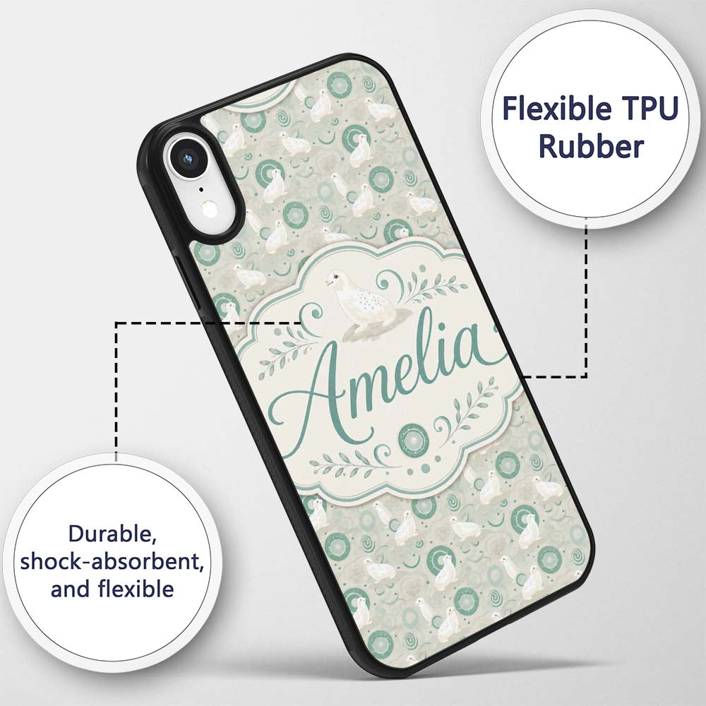 Cute Seal and Coral Watercolour Pastel Ocean Custom Name Protective Phone Case Mobile Cover Durable Everyday Smartphone Shock Resistant