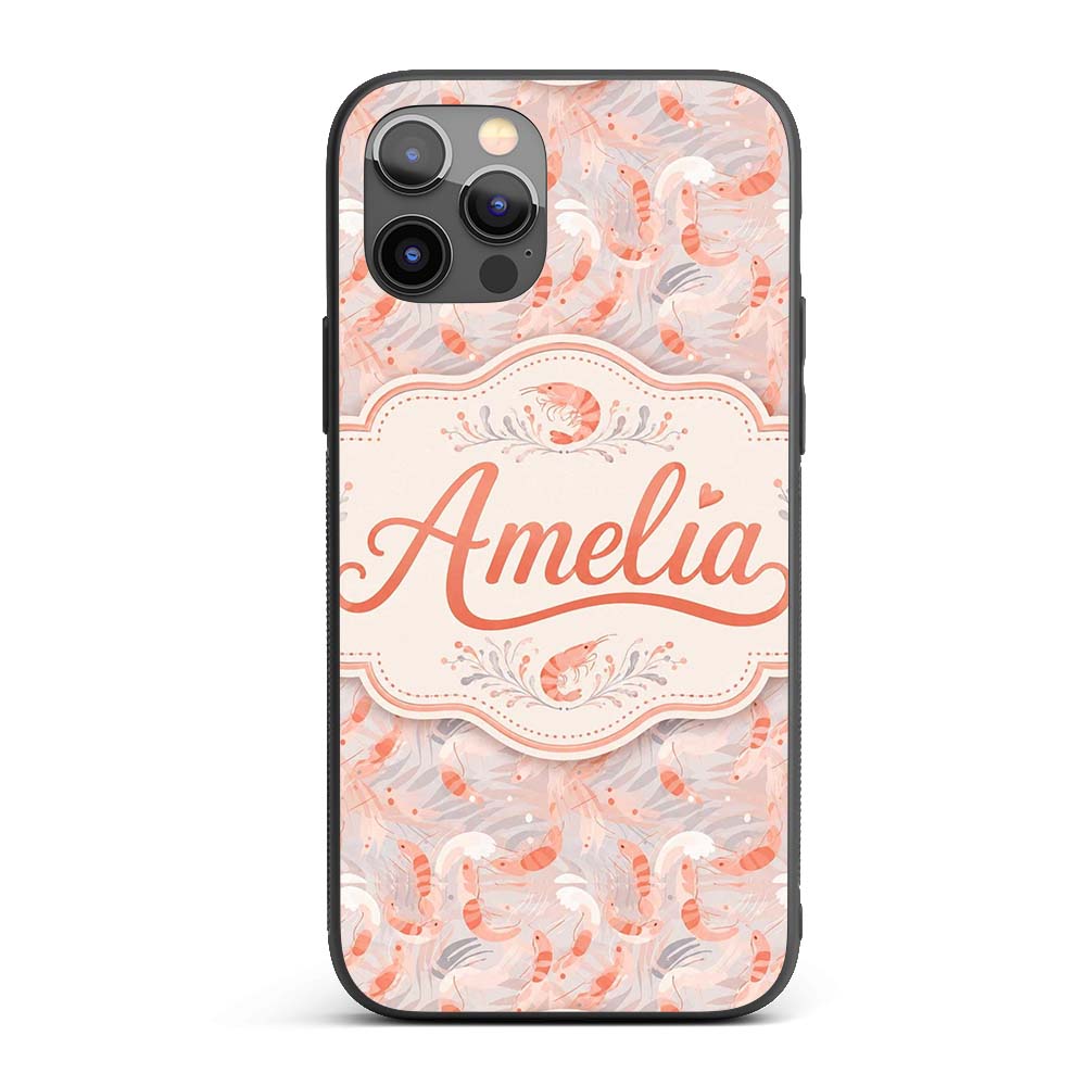 Soft Pastel Shrimp Swirl with Abstract Waves Custom Name Protective Phone Case Mobile Cover Durable Everyday Smartphone Shock Resistant