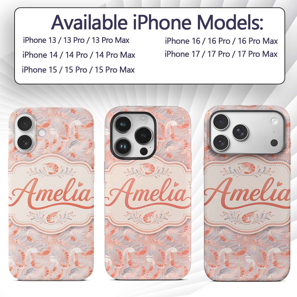 Soft Pastel Shrimp Swirl with Abstract Waves Custom Name Protective Phone Case Mobile Cover Durable Everyday Smartphone Shock Resistant