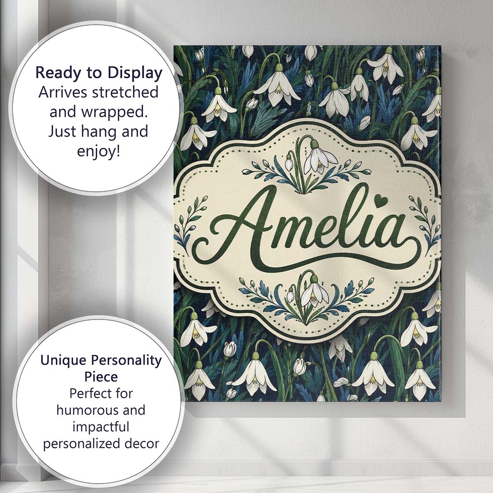 Personalised Name Elegant White Bell Custom Premium Decorative Design Modern Room Accent Canvas Wall Art Print Decor Picture Ready to Hang
