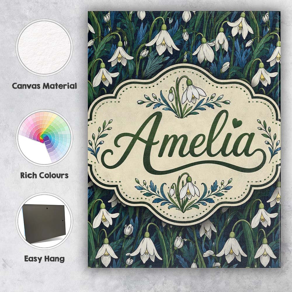 Personalised Name Elegant White Bell Custom Premium Decorative Design Modern Room Accent Canvas Wall Art Print Decor Picture Ready to Hang