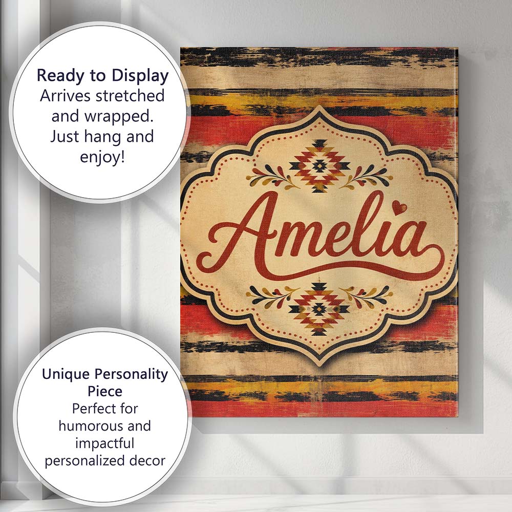 Personalised Name Abstract Grunge Stripe Custom Unique Gift Idea Elegant Feature Canvas Wall Art Print Decor Picture Ready to Hang