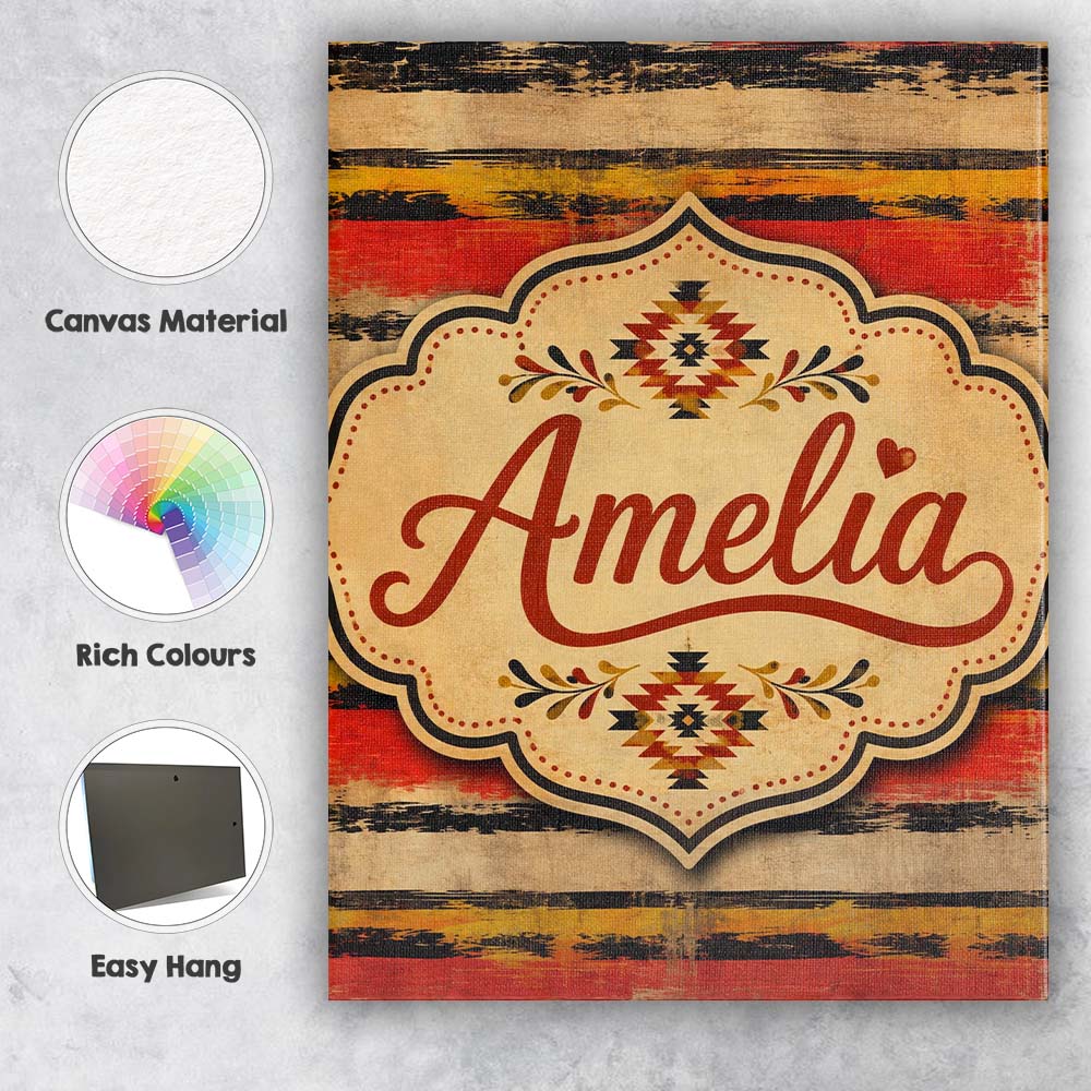Personalised Name Abstract Grunge Stripe Custom Unique Gift Idea Elegant Feature Canvas Wall Art Print Decor Picture Ready to Hang