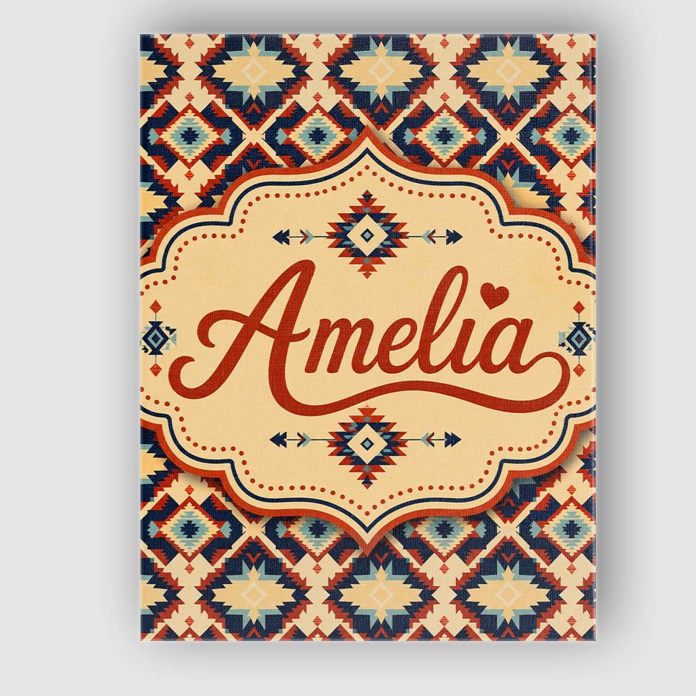Personalised Name Bold Geometric Navajo Custom Modern Room Accent Elegant Feature Canvas Wall Art Print Decor Picture Ready to Hang