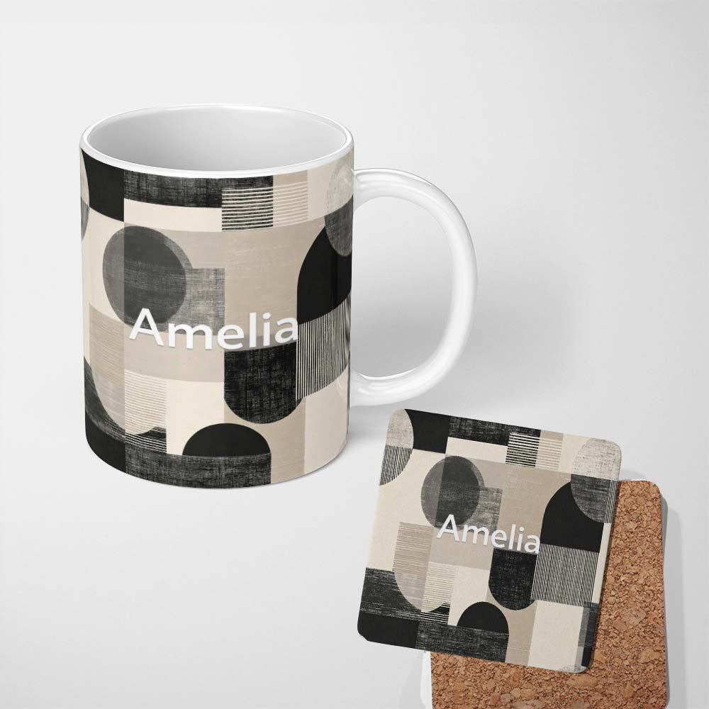 Personalized Custom Name Positive Affirmation Typography Blue Green Motivational Word Pattern 11oz Ceramic Coffee Tea Mug White Large Handle