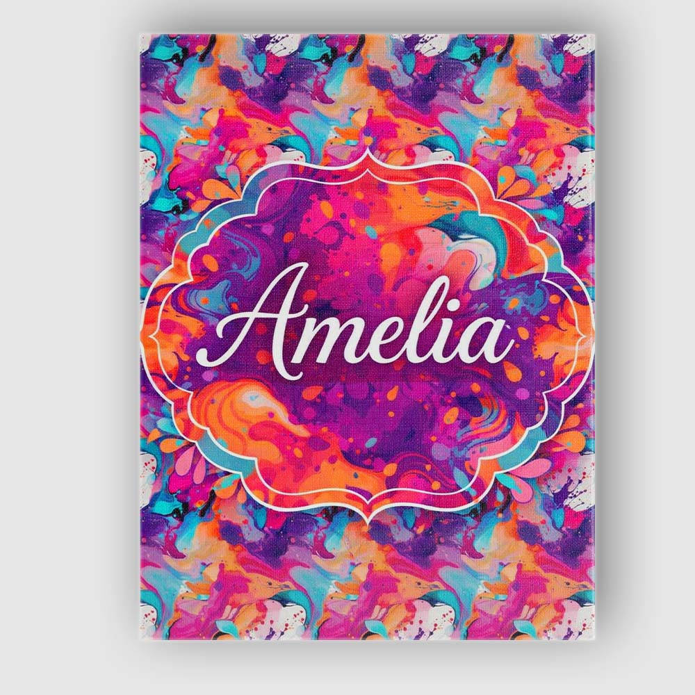Personalised Name Colourful Liquid Marble Swirl Pink Purple Orange Custom Unique Canvas Wall Art Print Decor Picture Ready to Hang