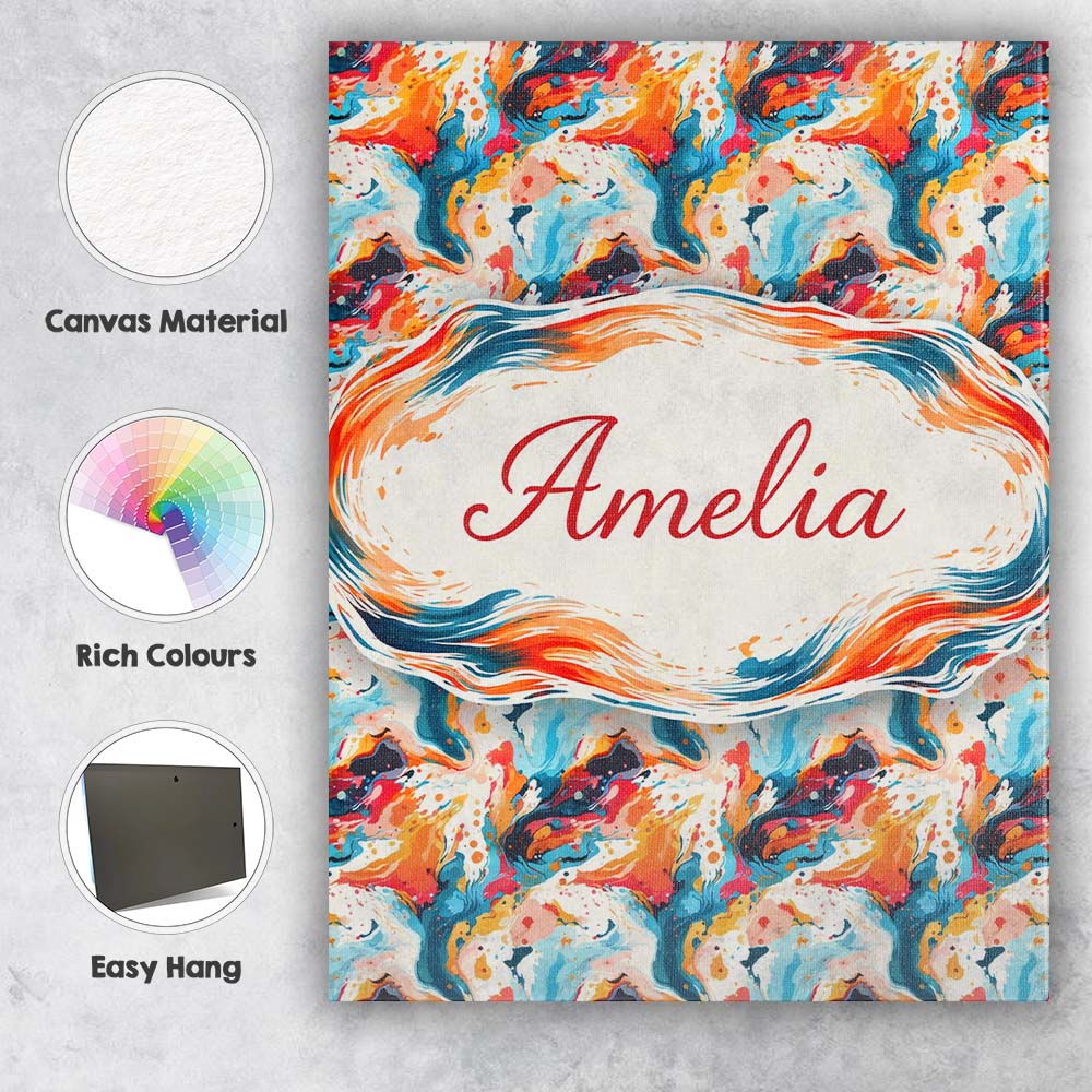 Personalised Name Modern Abstract Face Paint Splash Artistic Portrait Custom Home Unique Canvas Wall Art Print Decor Picture Ready to Hang