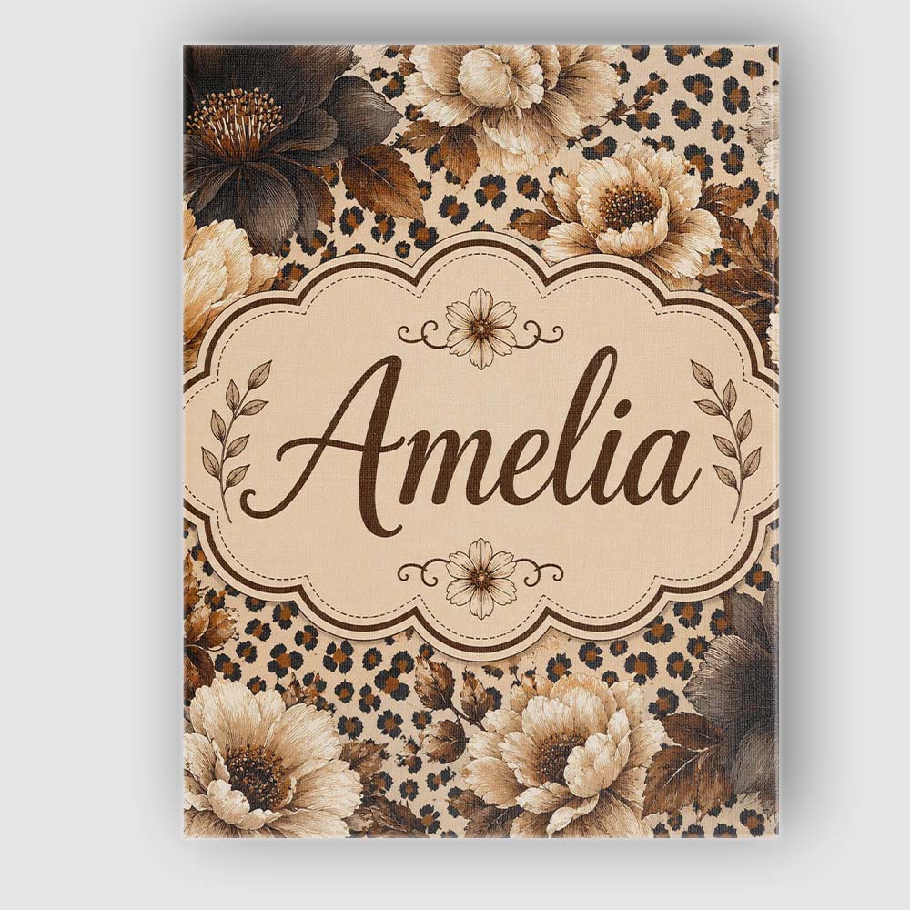 Personalised Name Neutral Floral with Large Custom Bespoke Interior Contemporary Canvas Wall Art Print Decor Picture Ready to Hang