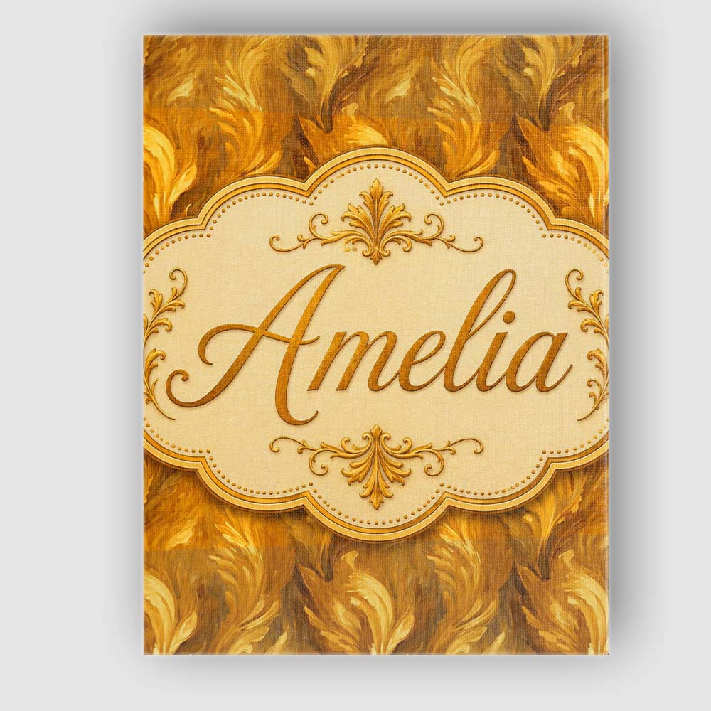 Personalised Name Rich Golden Leaf Botanical Custom Bespoke Contemporary Display Canvas Wall Art Print Decor Picture Ready to Hang
