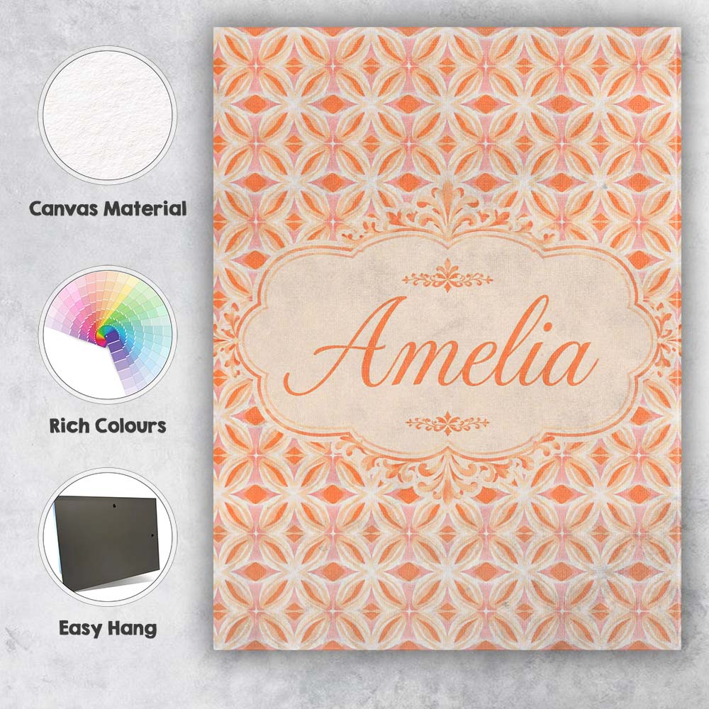 Personalised Name Geometric Floral Star in Custom Unique Gift Idea Elegant Feature Canvas Wall Art Print Decor Picture Ready to Hang